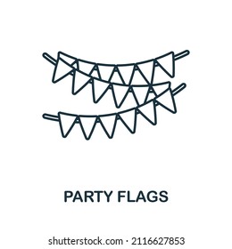 Party Flags icon. Line element from party icon collection. Linear Party Flags icon sign for web design, infographics and more.