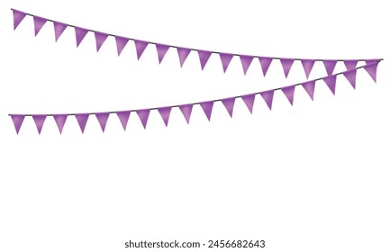Ilustración de fiesta con banderas sobre fondo blanco