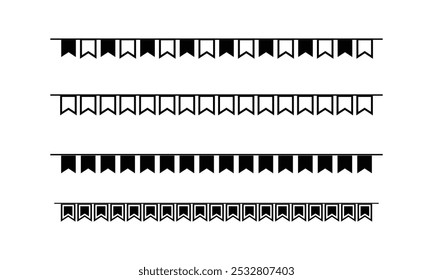 Conjunto de ilustración de banderas de partido. Banderín de Vector aislado sobre fondo blanco. Guirnalda de fiesta de verano colgante para niños
