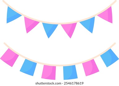 Party Flags, isolated flat illustration in transparent background