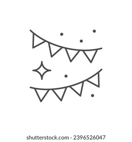 Party flags line outline icon