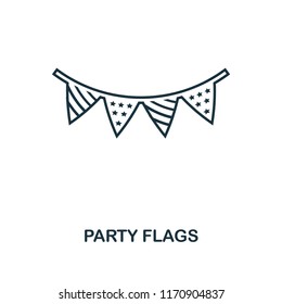 Party Flags outline icon. Simple element illustration. Party Flags icon in outline style from party icon collection. Design for mobile and web design, apps, software, print.