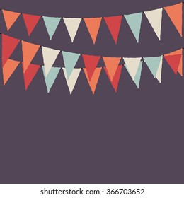 Party flags. Party purple background with flags. Vector background.