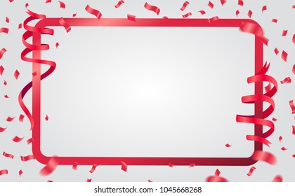 Party flags red celebration abstract background with confetti concept design . Celebration Vector illustration