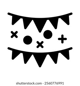 Party flags silhouette icon. Concept of celebration, decoration, and festive event.
