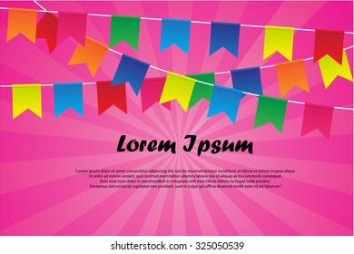 party flags with sling on pink background.