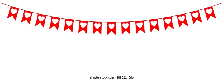 Banderas de fiesta. Días de San Valentín. Amor y corazón rojo