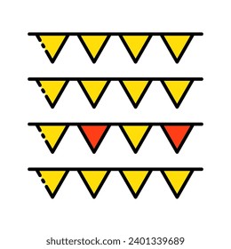 Party Flags Yellow Icon Vector Illustration Isolated on White Background. Use for Xmas, Decoration, Greeting Card Etc.