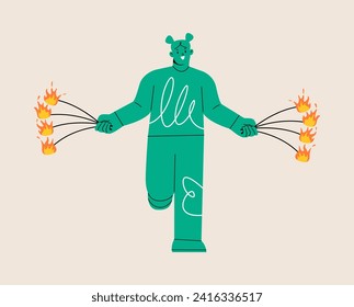 Party flame. Fire show. Colorful vector illustration
