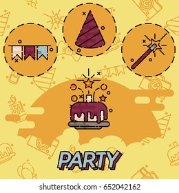 Party flat concept icons