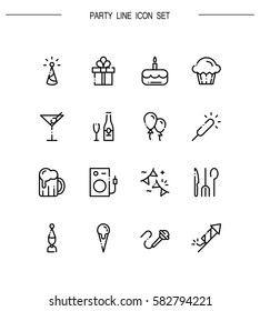 Party flat icon set. Collection of high quality outline symbols for web design, mobile app. Party vector thin line icons or logo.