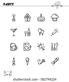 Party flat icon set. Collection of high quality outline symbols for web design, mobile app. Party vector thin line icons or logo.