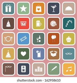 Party flat icons on pink background, stock vector