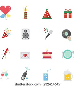 Party flat icons set