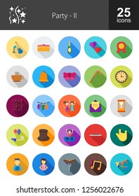 Party Flat Long Shadow Icons