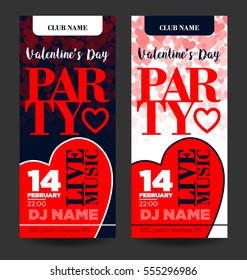 party flayer for valentine day with text and heart, vector illustration
