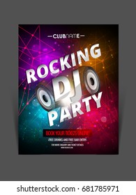 Party Flyer. Club music flyer. Night disco party poster, Vector template.