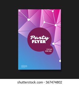 Party Flyer or Cover Design With Connection Pattern