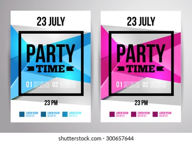 Party flyer design. Disco template. Vector illustration. For night club.
