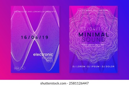 Party Flyer. Green Discotheque Set. Dance Concert Template. Electronic Beat Illustration. Electro Vector. Blue Music Background. Techno Design. Violet Party Flyer