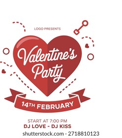 Volante de la fiesta de San Valentín con diseño en forma de corazón para la celebración del 14 de febrero