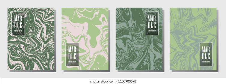 Party flyer or journal cover marble background patterns vector set. Futuristic certificate, brochure, book, magazine cover, party banner, poster,  journal background templates. Marble waves.