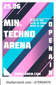 Party Flyer. Minimal,Techno Arena. Music event flyer or banner illustration template