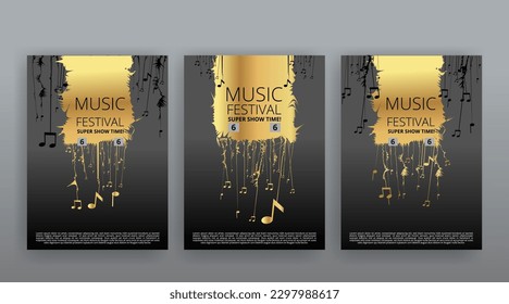 Party Flyer Music festival. Vector illustrations Cover, poster, design concept for Jazz or Electronic and Rock Music Fest. Musical melody, dance flow. Luxury background for song and  concert theme