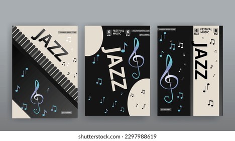 Party Flyer Music festival. Vector illustrations Cover, poster, design concept for Jazz or Electronic and Rock Music Fest. Musical melody, dance flow. Luxury background for song and  concert theme