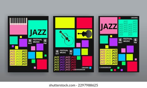 Party Flyer Music festival. Vector illustrations Cover, poster, design concept for Jazz or Electronic and Rock Music Fest. Musical melody, dance flow. Luxury background for song and  concert theme