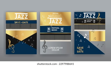 Party Flyer Music festival. Vector illustrations Cover, poster, design concept for Jazz or Electronic and Rock Music Fest. Musical melody, dance flow. Luxury background for song and  concert theme