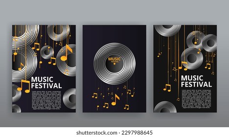 Party Flyer Music festival. Vector illustrations Cover, poster, design concept for Jazz or Electronic and Rock Music Fest. Musical melody, dance flow. Luxury background for song and  concert theme