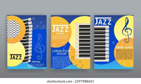 Party Flyer Music festival. Vector illustrations Cover, poster, design concept for Jazz or Electronic and Rock Music Fest. Musical melody, dance flow. Luxury background for song and  concert theme