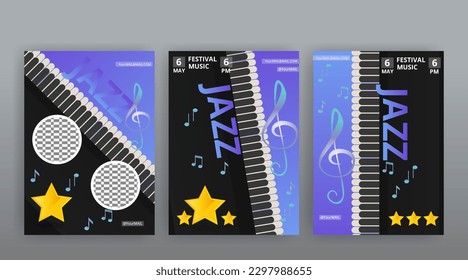 Party Flyer Music festival. Vector illustrations Cover, poster, design concept for Jazz or Electronic and Rock Music Fest. Musical melody, dance flow. Luxury background for song and  concert theme