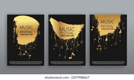 Party Flyer Music festival. Vector illustrations Cover, poster, design concept for Jazz or Electronic and Rock Music Fest. Musical melody, dance flow. Luxury background for song and  concert theme