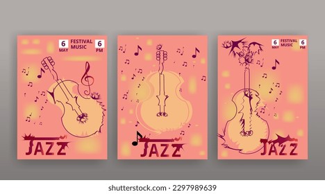 Party Flyer Music festival. Vector illustrations Cover, poster, design concept for Jazz or Electronic and Rock Music Fest. Musical melody, dance flow. Luxury background for song and  concert theme