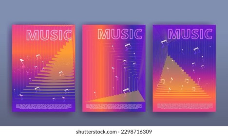 Party Flyer Music festival. Vector illustrations Cover, poster, design concept for Jazz or Electronic and Rock Music Fest. Musical melody, dance flow. Luxury background for song and  concert theme