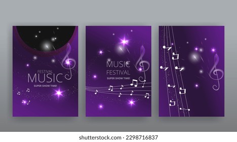 Party Flyer Music festival. Vector illustrations Cover, poster, design concept for Jazz or Electronic and Rock Music Fest. Musical melody, dance flow. Luxury background for song and  concert theme