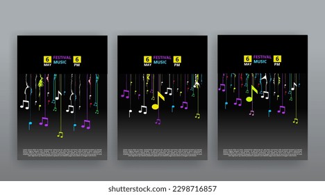 Party Flyer Music festival. Vector illustrations Cover, poster, design concept for Jazz or Electronic and Rock Music Fest. Musical melody, dance flow. Luxury background for song and  concert theme