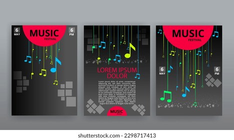 Party Flyer Music festival. Vector illustrations Cover, poster, design concept for Jazz or Electronic and Rock Music Fest. Musical melody, dance flow. Luxury background for song and  concert theme