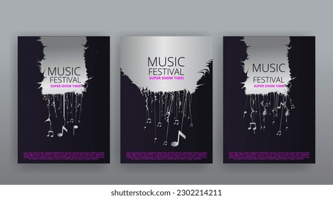 Party Flyer Music festival. Vector illustrations Cover, poster, design concept for Jazz or Electronic and Rock Music Fest. Musical melody, dance flow. Luxury background for song and  concert theme