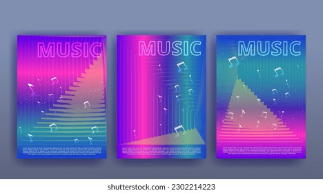 Party Flyer Music festival. Vector illustrations Cover, poster, design concept for Jazz or Electronic and Rock Music Fest. Musical melody, dance flow. Luxury background for song and  concert theme