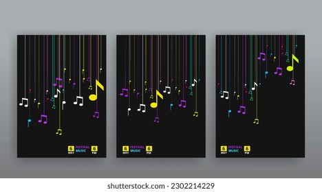 Party Flyer Music festival. Vector illustrations Cover, poster, design concept for Jazz or Electronic and Rock Music Fest. Musical melody, dance flow. Luxury background for song and  concert theme