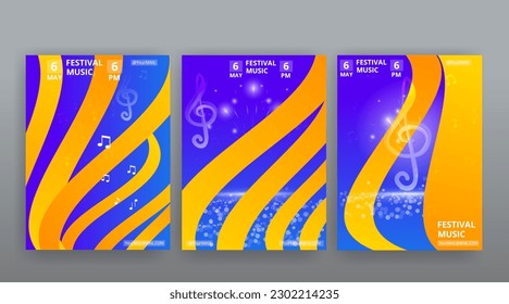 Party Flyer Music festival. Vector illustrations Cover, poster, design concept for Jazz or Electronic and Rock Music Fest. Musical melody, dance flow. Luxury background for song and  concert theme