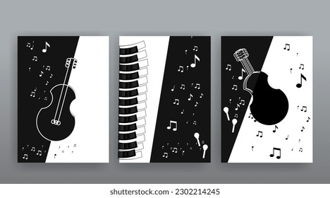 Party Flyer Music festival. Vector illustrations Cover, poster, design concept for Jazz or Electronic and Rock Music Fest. Musical melody, dance flow. Luxury background for song and  concert theme