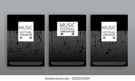Party Flyer Music festival. Vector illustrations Cover, poster, design concept for Jazz or Electronic and Rock Music Fest. Musical melody, dance flow. Luxury background for song and  concert theme