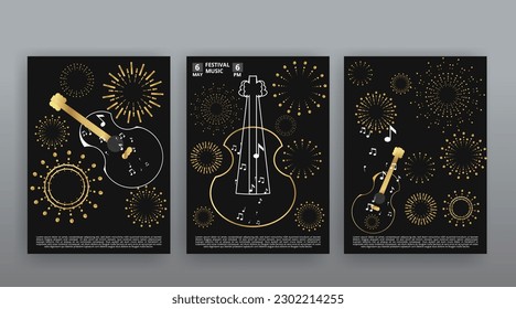 Party Flyer Music festival. Vector illustrations Cover, poster, design concept for Jazz or Electronic and Rock Music Fest. Musical melody, dance flow. Luxury background for song and  concert theme