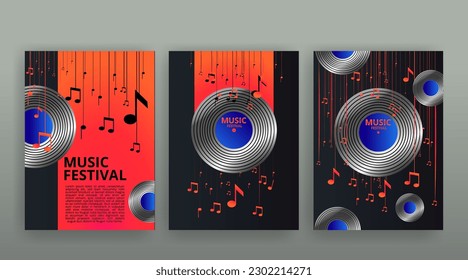 Party Flyer Music festival. Vector illustrations Cover, poster, design concept for Jazz or Electronic and Rock Music Fest. Musical melody, dance flow. Luxury background for song and  concert theme