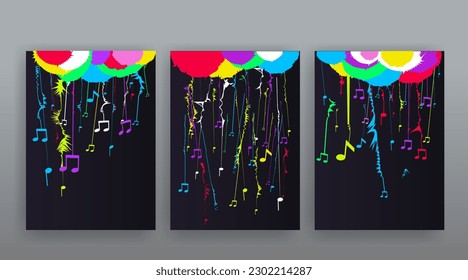Party Flyer Music festival. Vector illustrations Cover, poster, design concept for Jazz or Electronic and Rock Music Fest. Musical melody, dance flow. Luxury background for song and  concert theme