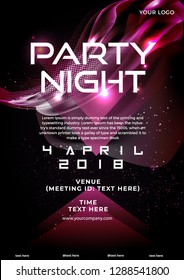 party flyer poster. Futuristic club flyer design template. DJ advertising, digital creative club intertainment. - Vector